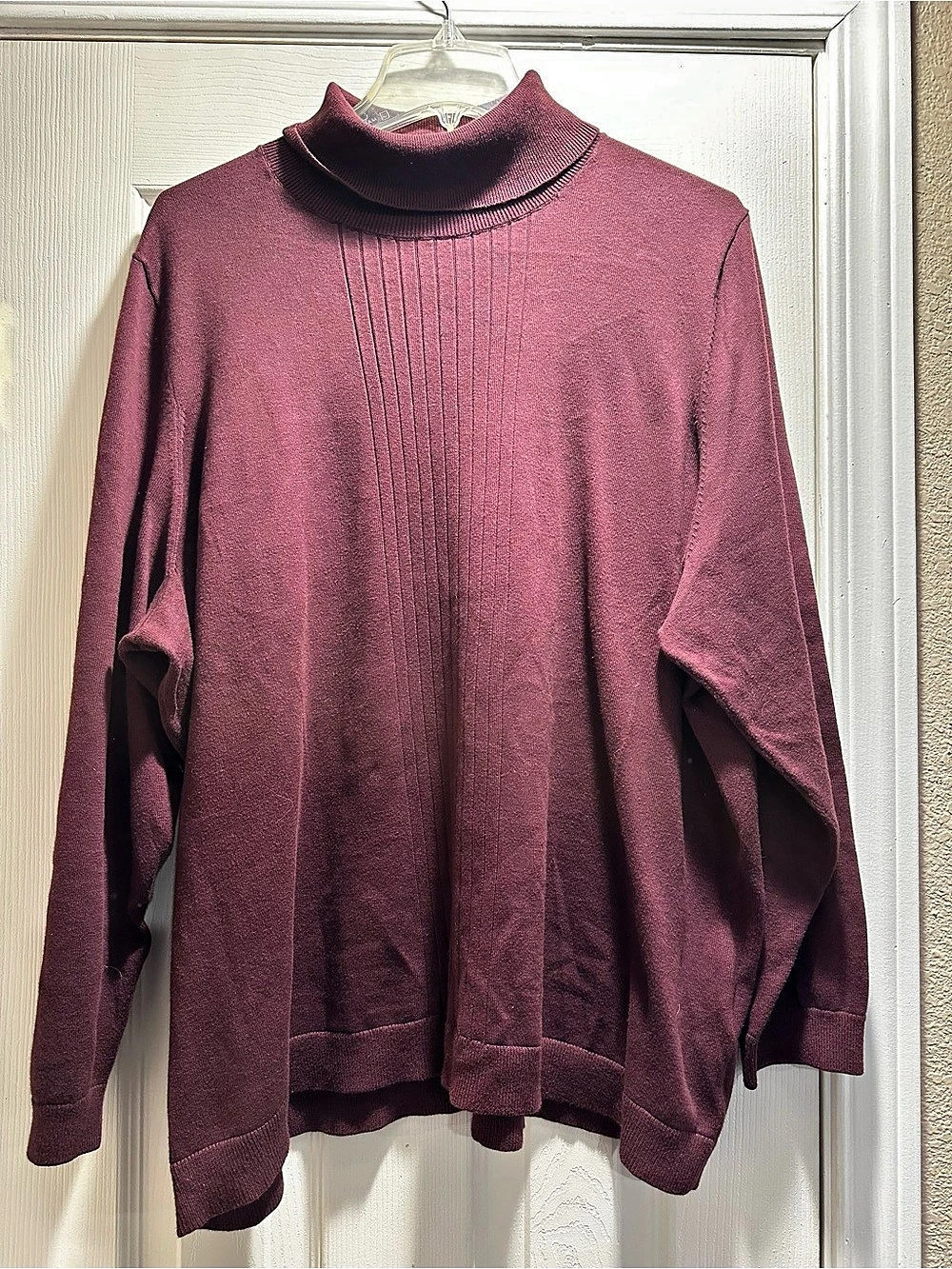 Lands' End Women's Plus Size Supima Cotton Fitted Long Sleeve Turtleneck Purple